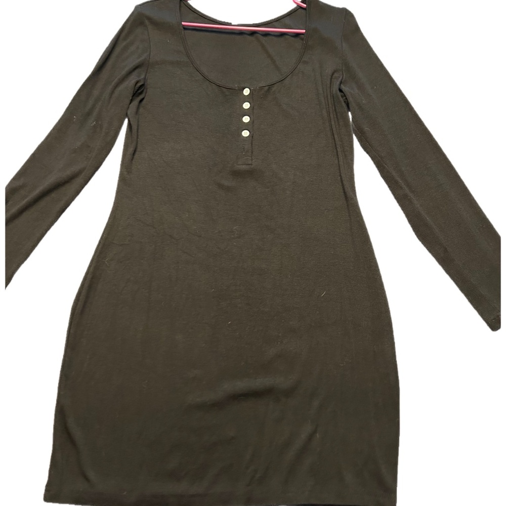 Black Cotton Midi Dress | L/XL